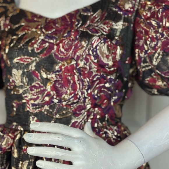 Jessakae Elegant Black and Purple Floral Dress Size Medium. - Picture 2 of 16